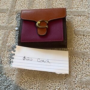 Coach Leather Wallet in Brown and Purple